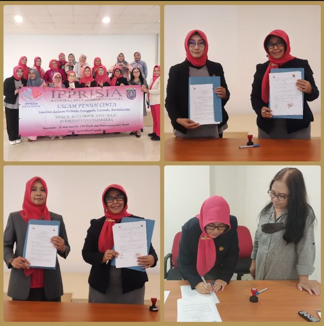 Dokumentasi penandatanganan dokumen kerja sama dan pertemuan pengurus DPC IPPRISIA Kota Depok